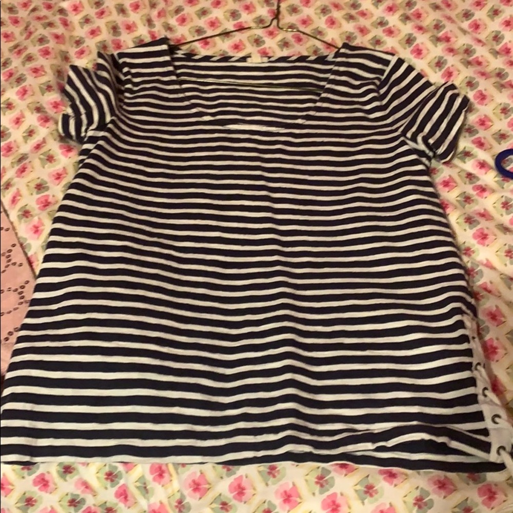 J Crew Boat neck tee with sailor tie on side